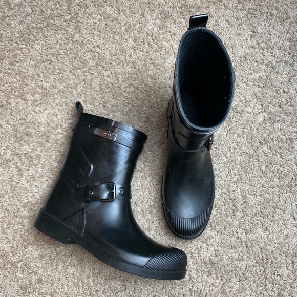 shiny ankle rain boots